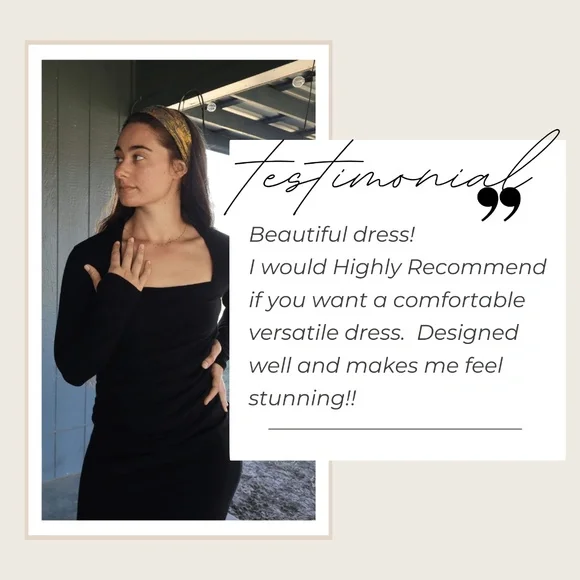 Sz Large Black Cashmere Sweater Dress, Knit Midi Length Long Sleeve Dress NWT - Picture 14 of 14